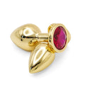 Get Closa gold aluminium alloy anal butt plug starter kit with red jewelled bases for temperature play
