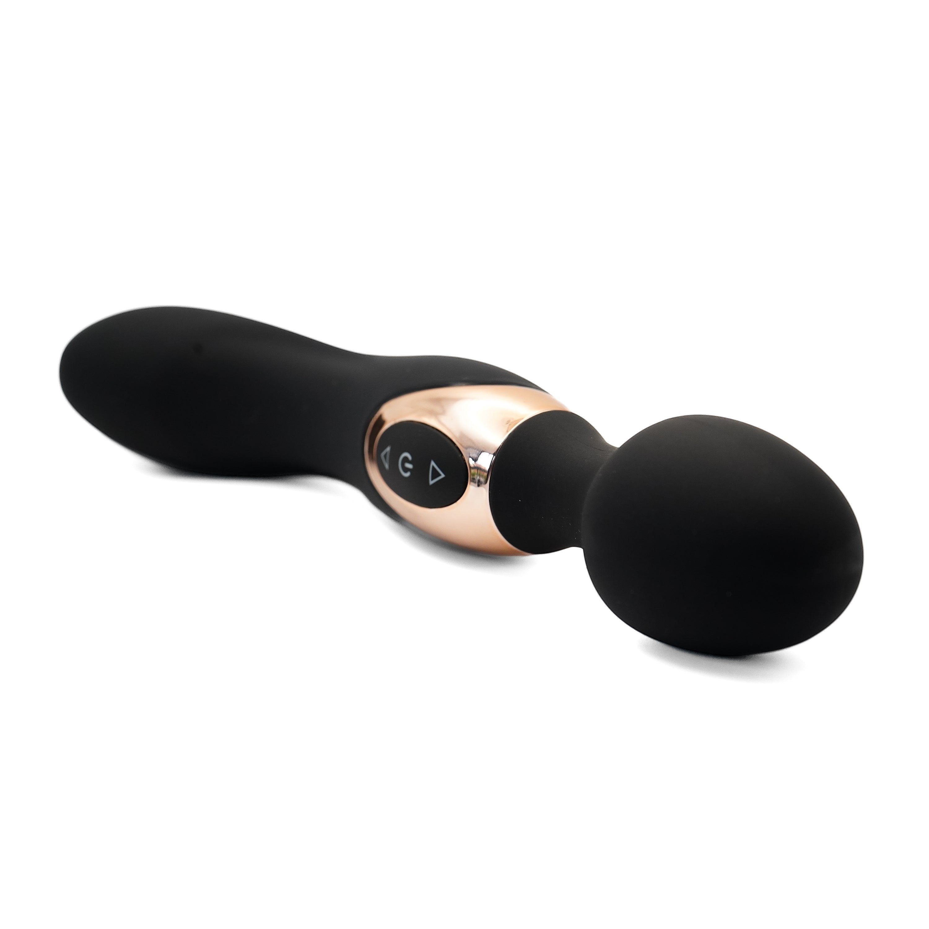 Get Closa Obsidian Deluxe wand vibrator in matte black with elegant gold accents and ergonomic control buttons