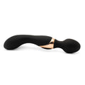 Get Closa Obsidian Deluxe Wand vibrator in matte black with elegant gold detailing and an ergonomic curved design.