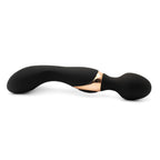 Get Closa Obsidian Deluxe Wand vibrator in matte black with elegant gold detailing and an ergonomic curved design.