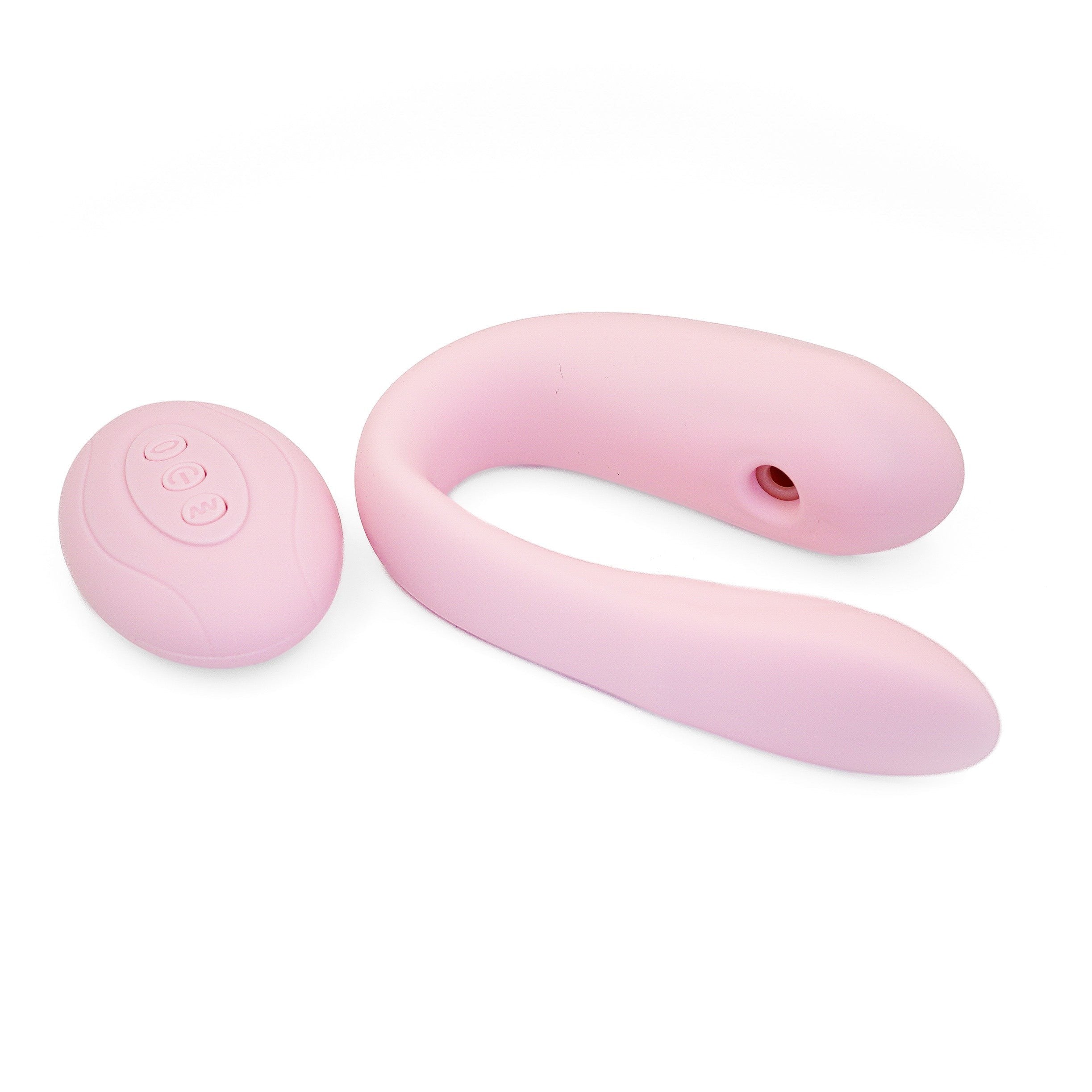 Get Closa Vibe Suck pink silicone couples clitoral massager with remote control for G-spot and air suction stimulation