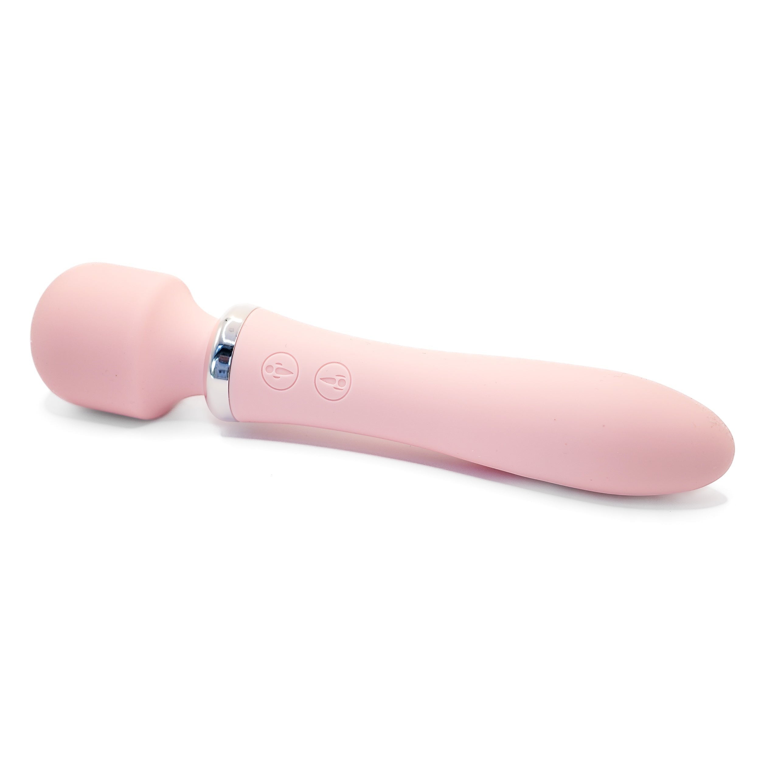 Get Closa pink dual-purpose wand vibrator made of soft silicone with two control buttons and a flexible head.