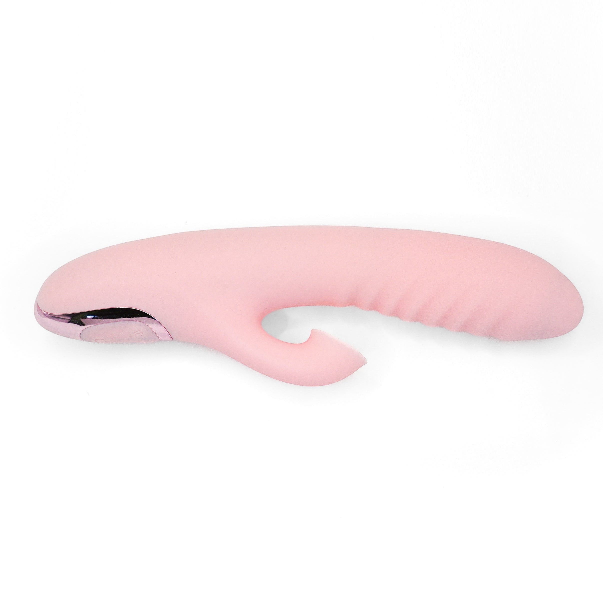 Get Closa pink silicone rabbit vibrator with suction and vibration modes and ergonomic curved design.