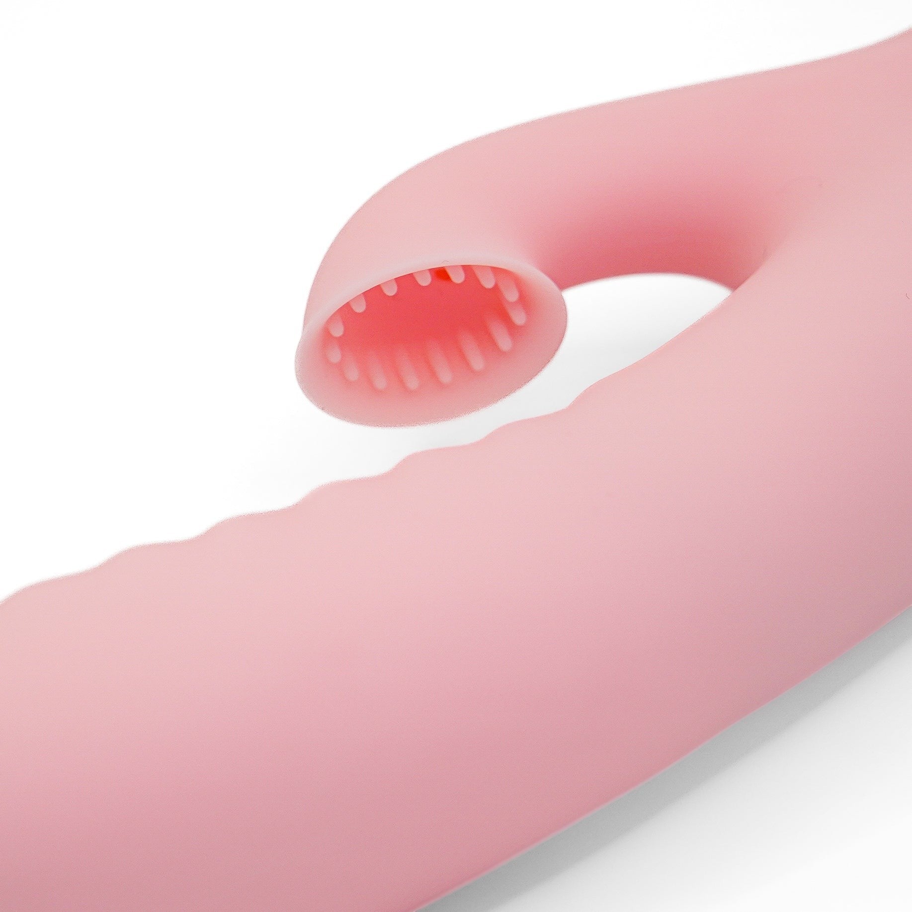 Get Closa pink silicone sucking rabbit vibrator with ergonomic curved design and textured suction head