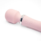Get Closa pink dual-purpose wand vibrator with soft silicone finish and silver accent buttons on white background