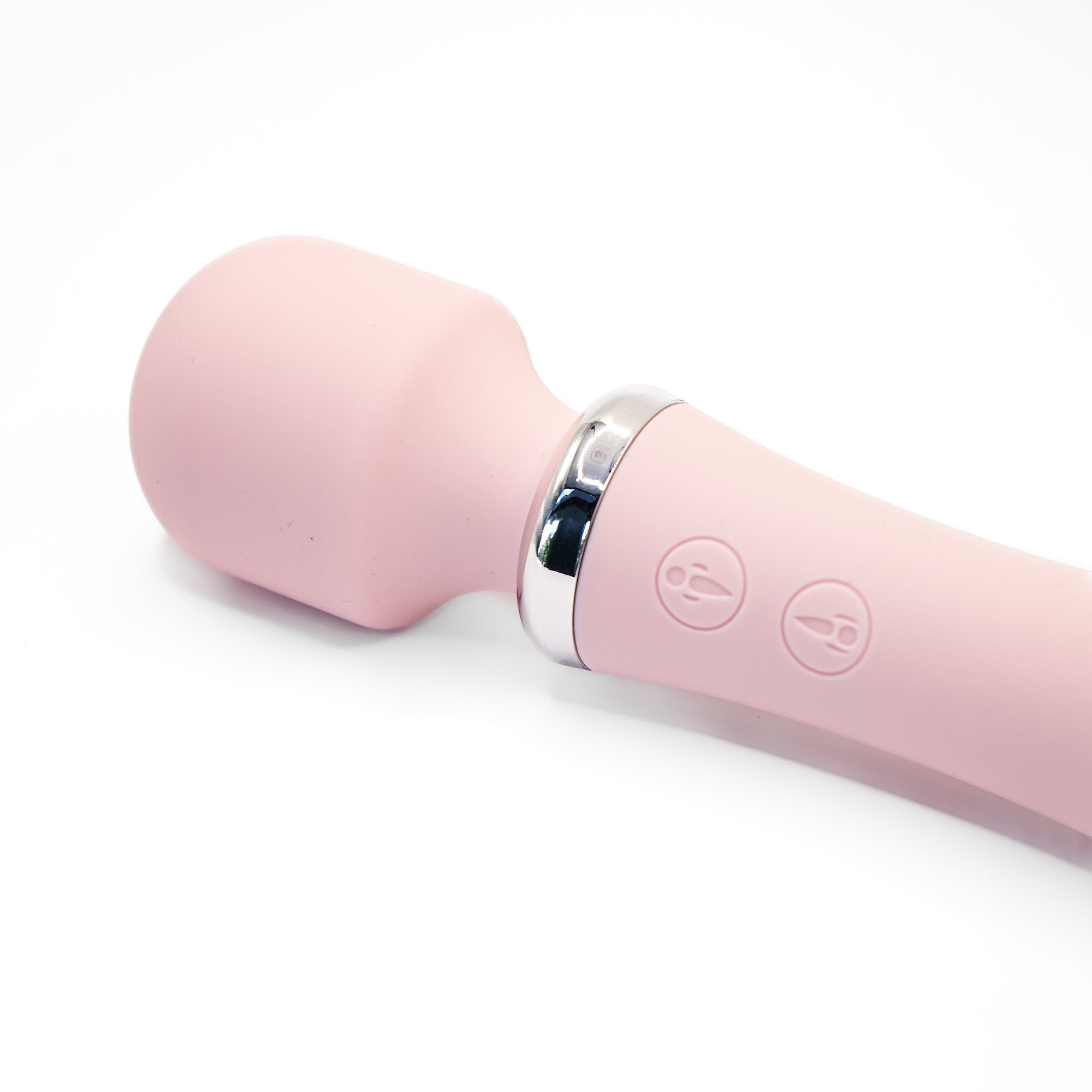 Get Closa pink dual-purpose wand vibrator with soft silicone finish and silver accent buttons on white background