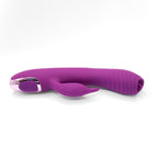 Get Closa purple silicone petal vibrator with textured ridges and dual motors on a white background