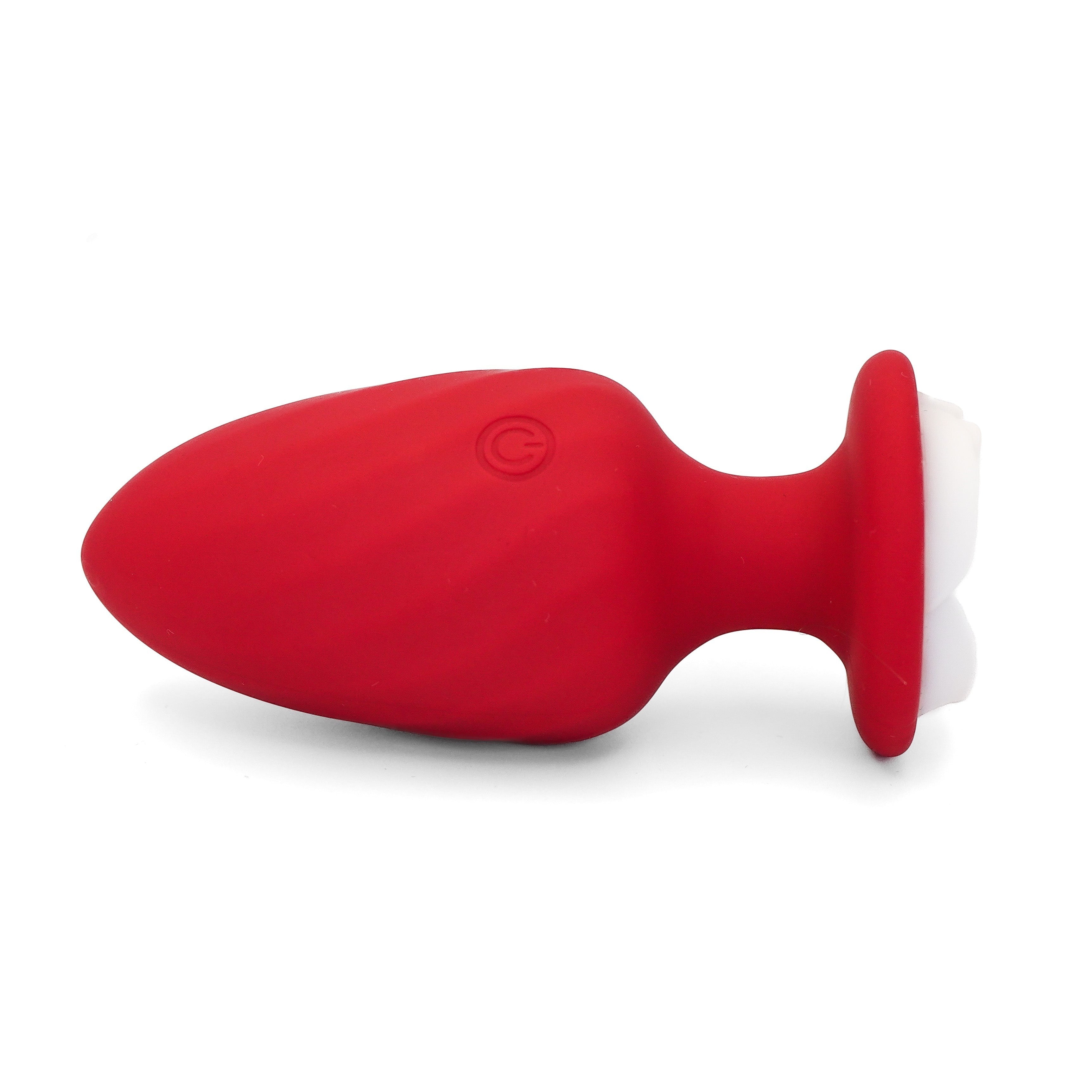Get Closa red silicone vibrating butt plug with remote control and LED light base for anal play
